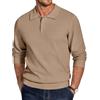 COOFANDY Maglione Polo Uomo Pullover Lavorato a Maglia Classico Maglione a Maniche Lunghe Maglia Casual Business Invernale Sweater Collo Polo con Tre Bottoni Cachi XL