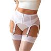 comeondear Reggicalze Donna Hot Taglie Forti Reggicalze Vita Alta Curvy Giarrettiera da Donna Pizzo con 6 Clip Regolabili per Calze Autoreggenti Guepiere Trasparente Laccio Elastica Nero XS-S