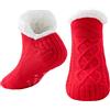 Niorasen Calze Antiscivolo a Pantofola Invernali Donna Uomo, Termiche in Pile Calde, Calzettoni Morbidi per Casa, Natalizie, Regalo di Natale Capodanno, Rosa
