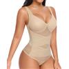 UMIPUBO Body Contenitivo Modellante Donna Shapewear Bodysuit Mesh Body Shaper Sexy Contenitiva Intimo Snellente Dimagrante Pancia Piatta V collare Shaping Perizoma Spallacci Larghi (Pelle, L)