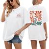 PASUDA T Shirt Donna Oversize Maglietta Manica Corta Estive Magliette Cotone Donna Taglie Forti T-Shirt Scollo Rotondo Casual Tee Shirt Estiva con Stampa Comodi Tshirt Top (Albicocca, S)