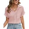 PASUDA Camicia Donna Estiva Camicetta Manica Corta da Donna Casual Cotone Elegante Blusa con Scollo a V Maglietta con Bottoni Moda Tinta Unita Tunica Classico Top T Shirt (Bianco, M)