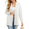 PrinStory - Cardigan da donna leggero a maniche lunghe con apertura sul davanti, con collo a V, indumento esterno leggero con tasche, Rosso vinaccia, L
