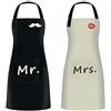 atopo 2 Pezzi Grembiule da Cucina, Uomo Donna Grembiule Cucina Impermeabile Regolabili con 2 Tasche, Grembiuli per Coppia Permatrimonio, San Valentino, Festa del Papà, Festa della Mamma (Nero e Beige)