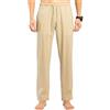 TONY BACKER Pantaloni Uomo Lino Estivi Tasche Coulisse Elasticizzata Casual Spiaggia Yoga P2711 (IT, Testo, S, Regular, Regular, Khaki)