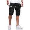VMSUCIJ Pantaloncini Uomo Estivi Pantaloni Corti Uomo Bermuda Eleganti Casual Elasticizzati in Vita Cotone con Tasche,Nero,L