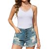 Wikoan Canotta da Donna Top con Spalline Sottili Top Senza Maniche in Pizzo con Scollo a V,Black,XL