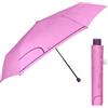 PERLETTI Ombrello Pieghevole Super Slim Manuale da Donna - Ombrello Mini Antivento da Viaggio Borsa Ragazza - Ombrellino Piccolo Resistente Ultra Leggero Tinta Unita - Diametro 91 cm (Rosa Pastello)