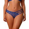 comeondear Perizoma Pizzo Donna Taglia Forte Tanga String Vita Bassa Mutande Mutandine Slip Brasiliana Traspirante Perizomi Thong Intimo Panties Blu,XL