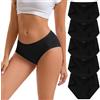 INNERSY Mutande da donna in microfibra slip morbido hipster intimo cotone modal panties confezione da 5, 5 Sport Nero, M