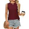 BellaDila Canotte da donna con occhielli eleganti e casual senza maniche a girocollo allentato a collo alto primavera estate camicette camicie per le donne 2024 vino rosso, Rosso vinaccia, S