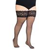 Annes styling Cecile - Calze alte da donna in pizzo, trasparenti, 20 denari con silicone antiscivolo nero Large