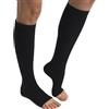Beman 401A - Gambaletti Medicali K1 Classe 1, Compressione Graduata 15-21 mmHg, Punta Aperta Unisex, Tallone Rinforzato e Cuciture Piatte, Elastici Resistenti (Nero, M)