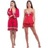 Laura in - Pigiama da Donna in Raso setoso Tinta Unita Lingerie Pigiami con Pizzo Set da 5 Pezzi Robe Accappatoio, Camicie da Notte, Top, Pantaloni, pantaloncini-1102BiancoL