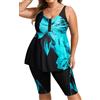 Hanna Nikole Costumi da bagno tankini da donna taglie forti costume da bagno a due pezzi Flowy Rash Guard costumi da bagno con pantaloncini capris, Fiori verdi., 54 Di Più