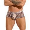 ohyeahlady Boxer Uomo Leopardato Mare Taglie Forti Costume da Bagno Perizoma Elasticizzato Mutande Traspirante Bikini G String Mankini Lingerie Tanga Divertenti Intimo Curvy Underwear Leopardato,L