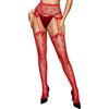 RSLOVE Calze a rete da donna - Autoreggenti a rete, calze sexy, rosa rossa