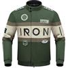 RIDEIRON Giacca Moto Uomo con Protezioni CE - Giacca da Motociclista 4 Stagioni con Fodera Termica Rimovibile, Tessuto Traspirante, Design con Ricami e Stampe, Touring Biker Jacket Verde XXL