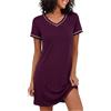 Marvmys Camicia da Notte Donna Cotone Manica Corta Scollo a V Estiva Leggera e Confortevole Abito da Notte da Casa