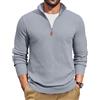 COOFANDY Maglioni da Uomo Maglione a Maglia Pullover con Zip Maglione Firmato Maglioncino da Lavoro Sweater a Maniche Lunghe Felpa Leggero Grigio Chiaro XXL