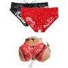 ohyeahlady ohyeahaldy Tanga Sexydonna Hot con Buco Taglia Forti Perizoma Seducente Aperto Curvy Mutandine Aperta Trasparente Mutande Brasiliana Cotone Pizzo Senza Cuciture Biancheria Intima Nero+Rosso,XS-S