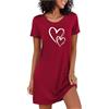 Marvmys Camicia da Notte Donna Cotone Maniche Corte Abbigliamento Donna Camicia da Notte Stampata Dell'Amore Confortevole Pigiama a Girocollo S-3XL