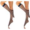 sesto senso 2 Paia Gambaletti Rete Donna Calze Ginocchio Maglia Fine Blu Oscuro