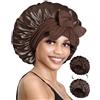 BONNET QUEEN Cuffia Seta Capelli Notte Reversibile Cuffia Capelli Ricci Notte, Doppio Strato Silk Bonnet con Lacci Lunghi Regolabili Protettiva Anti-Crespo, Cioccolato, M
