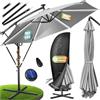 KESSER® Ombrellone in Alluminio Ø 350cm, LED solare, incl. Copertura, Telecomando, Manovella, Funzione 360°, Protezione UV, Idrorepellente, Ombrellone da Giardino, Antracite