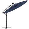 GYMAX Ombrellone da Giardino 3x3 M con 40 Luci LED Solari, Ombrellone da Esterno con 2 Sacco di Sabbia, con Altezza Regolabile, con Manovella, Giardino Patio Terrazzo Caffetteria Ristorante