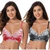 Curve Muse Taglie Forti da Donna, Balconcino Semitrasparente Sfoderato, Reggiseno in Pizzo con Ferretto-Confezione da 2-Nero,Rosso-10F