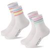 Made by Nami Crew Socks Retrò Set 2 Pezzi - Tennis Righe Colorate Bianche Donna Uomo Cotone 35-45