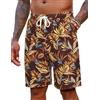 COOFANDY COOFADNY Pantaloncini Uomo Estivi Bermuda Shorts Pantaloni Corti Leggeri Pantaloncini da Spiaggia Casual con Tasche e Cintura Elastica Stampa Tropicale Dorata Vinaccia S