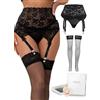 ohyeahlady Reggicalze Donna Hot Curvy Vita Alta Elasticizzata Reggicalze Vintage Pizzo Taglie Forti Con 4 Pinze Giarrettiera Guepiere Sexydonna Hot Intimo Lingerie Donna Seducente Pizzo Rosso,3XL-4XL