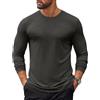 COOFANDY Maglietta Uomo Manica Lunga Magliette da Lavoro T Shirt Casual Tshirt Basic Magliette Tinta Unita Grigia Scura 3XL