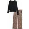 Marks & Spencer Pigiama in Misto Cotone a Coste con Stampa Leopardata da Donna Nero