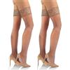 sesto senso 2 Paia Donna Calze Autoreggenti Pizzo con Silicone 15 DEN Sexy Transparente 1/2 XS-S Cypria 2
