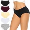 Lakpoau Mutande Donna Cotone Vita Media - Pacco da 5 Slip Culotte Comode Traspirante Elastico Intimo Nero BL M