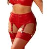 comeondear Reggicalze Donna Vita Alta in Pelle PU con 6 Clip in Metallo Giarrettiera per Calze Autoreggenti Regolabili Elastica Reggicalze Curvy Sexy Guepiere Pizzo Lingerie Taglie Forti Nero,M