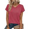 Totatuit T-Shirt da Donna Estiva,Top Basic da Donna con Scollo A V,Maglia Elegante,Summer Tops con Bottoni,Blusa Larga e Casual