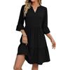 Zeagoo Abito Estivo Donna Scollo a V Vestito Maniche a 3/4 con Volant Elegante Vestiti Ginocchio Leggero Abiti Casual Moda con Tasche Floral C L