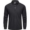 CAVVA Polo da uomo a maniche lunghe, da golf, traspirante, ad asciugatura rapida, maglietta funzionale a maniche lunghe, maglietta sportiva da tennis, Nero , XL