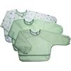 MiaMia - Bavaglini Impermeabili Manica Lunga e Tasca di Raccolta / 3 Bavaglini Neonato con Chiusura a Strappo, OekoTex 100, Lavabile - Verde