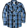 Dubinik® Camicia Uomo Quadri Bottoni Vintage Casual con Bottoni Automatici Western Cowboy Regular Fit Beige Blu L