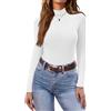 Ekouaer Maglia Termica Donna Intimo Termico Maglietta Manica Lunga Invernale Collo Alto Base Layer Basic Top, Bianco, L