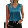 Zeagoo Canotta da donna estiva 2026, scollo a V, casual, da donna, in seta, senza maniche, elegante, S-XXL, bianco, L
