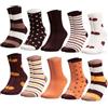 Occulto Calzini da Donna (10 Paia, Modello: Lotte) multicolori in Cotone, graziosi Calze Donna con Righe e Motivi in Diversi Colori Miscela Marrone 39-42