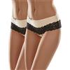 Merry Style Mutandine Donna MSGAB96 (Beige/Nero (2Pack), 42 (Taglia Produttore: S))