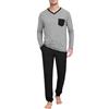 Terecey Pigiama Uomo Invernale Cotone Pigiami Due Pezzi Lungo con Scollo a V Set da Notte Casa con Top a Manica Lunga e Pantaloni Pigiami con 3 Tasche per la Casa