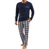 sesto senso Pigiama Uomo Cotone Lungo 100% Cotone Biancheria Invernale da Notte Pigiami Due Pezzi Lingerie Maniche Lunghe Pantaloni Lunghi Blu Scuro XXL Jasiek 2188/06